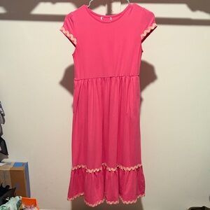 Amazon Girls Pink Ruffle Hem Knit Dress